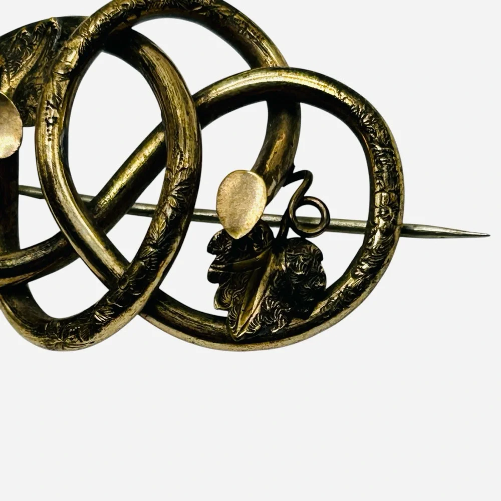 Georgian/Victorian Lovers Knot Snake Rolled Gold Brooch